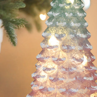 14" Lit Pink Glass Blue Ombre Tabletop Tree 50601