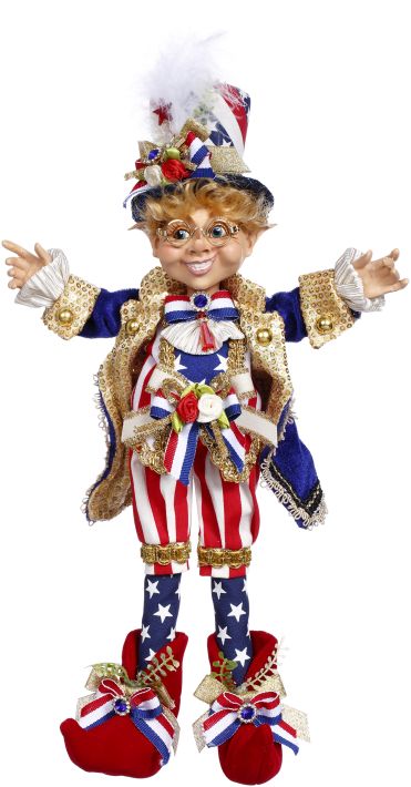 Mark Roberts Patriotic Elf 14.5" Flag Bearer Elfin, Small 51-44542