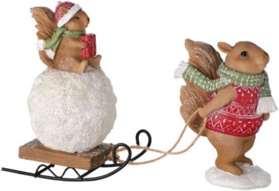 Regency 6.5" Squirrel Pulling A Snowball On A Sled