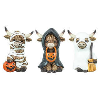 Pre-Order 4.75" Halloween Trick or Treater Highland Cow Set 55159