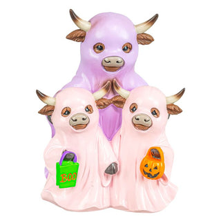 PRE-ORDER Halloween Ghostly Pastel Highland Cow Trio Tabletop 56041