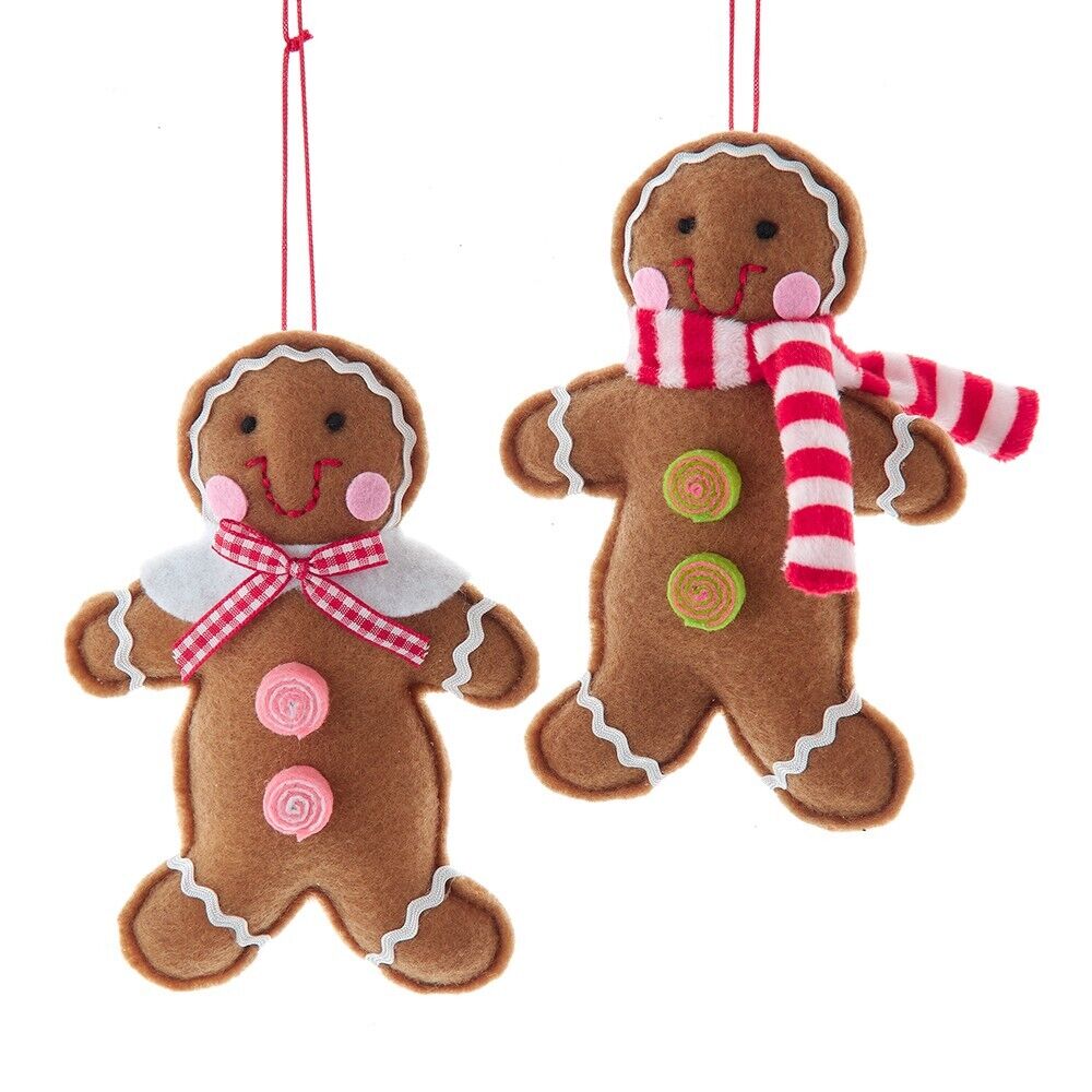 Kurt Adler GIngerbread Men Fabric Ornament Set K67 NEW 2024