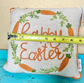 9" Happy Easter Carrot Patch Throw Pillow