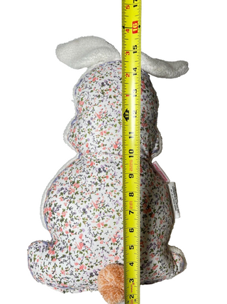 18" Easter Spring Country Cottage Floral Sherpa Bunny Throw Pillow