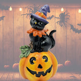 Blue Sky Clayworks Black Kitty Cat Witch On Jack O Lantern By Heather Goldminc