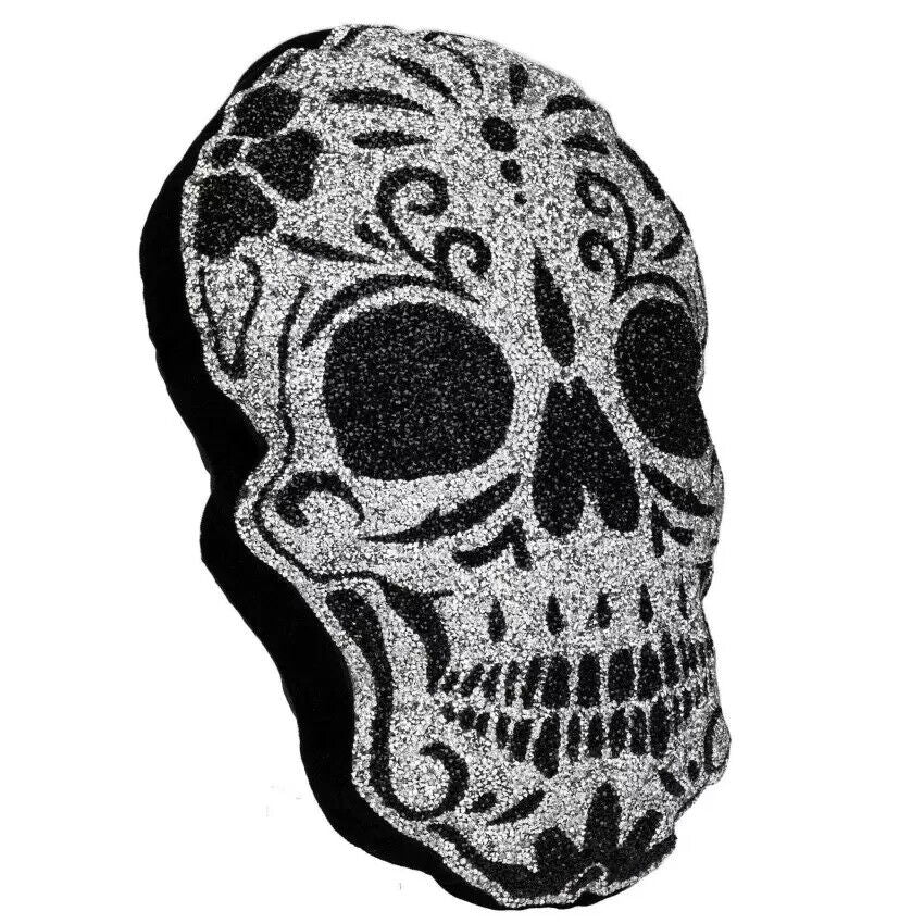 Sparkles Home Luminous Sugar Skull Rhinestone Throw Pillow Halloween 2024