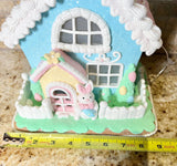 Easter Gingerbread House Light Up Bunny Rabbit Pastel BlueTabletop 36E37