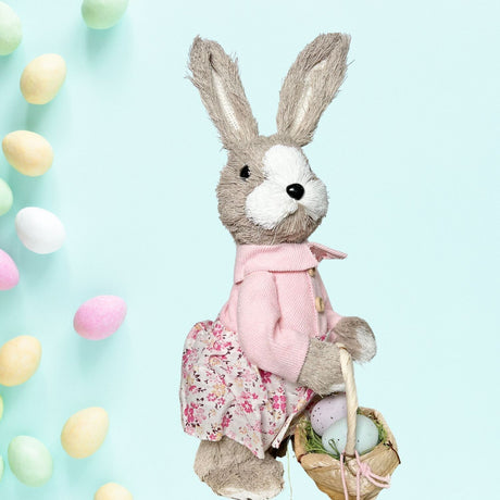 Bunny Boulevard Easter 2024 Sisal Bunny Farmhouse Rabbit Pink Floral E3