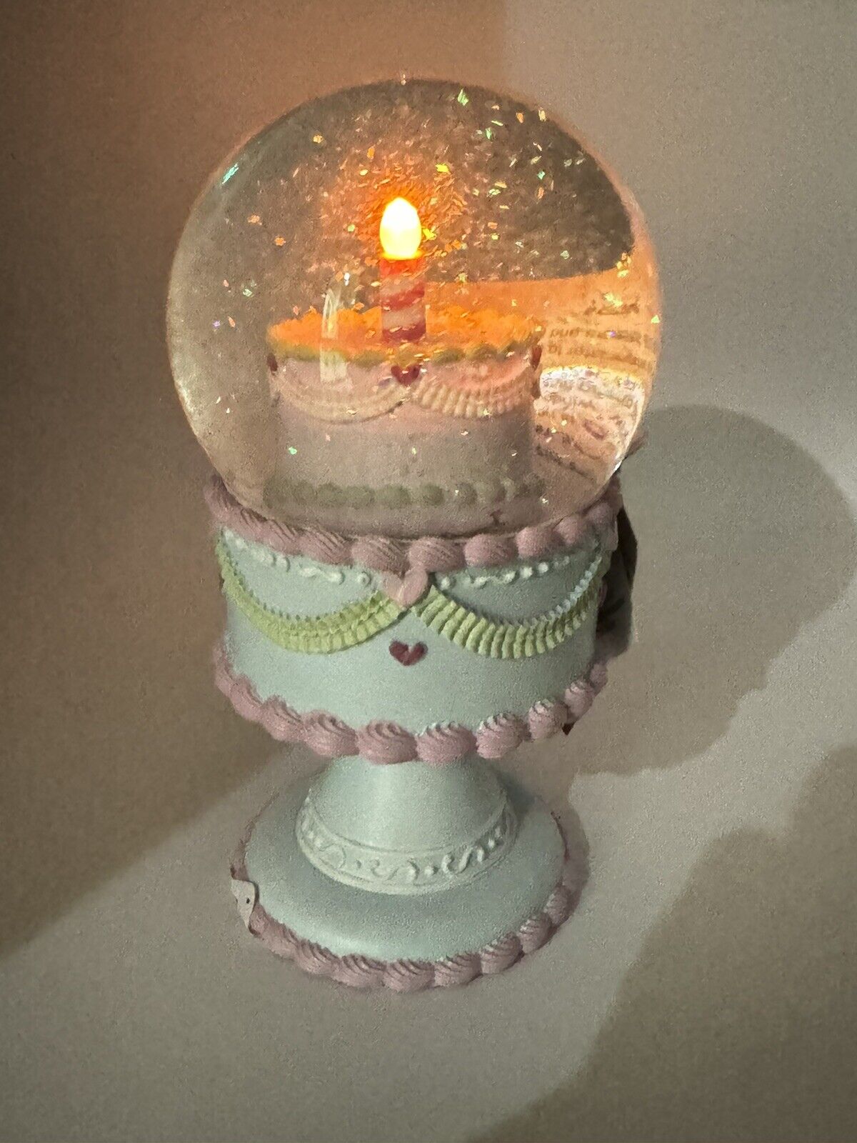 Pastel Tiered Cake Bakery LED Light Up SnowGlobe Water Globe Pastel Christmas