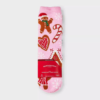 Target Wondershop Kids  2pk Gingerbread Cookies Cozy Crew Socks