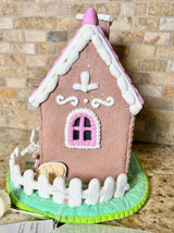 Easter Gingerbread House Light Up Bunny Rabbit Pastel Brown Tabletop 35E35