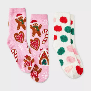 Target Wondershop Kids  2pk Gingerbread Cookies Cozy Crew Socks