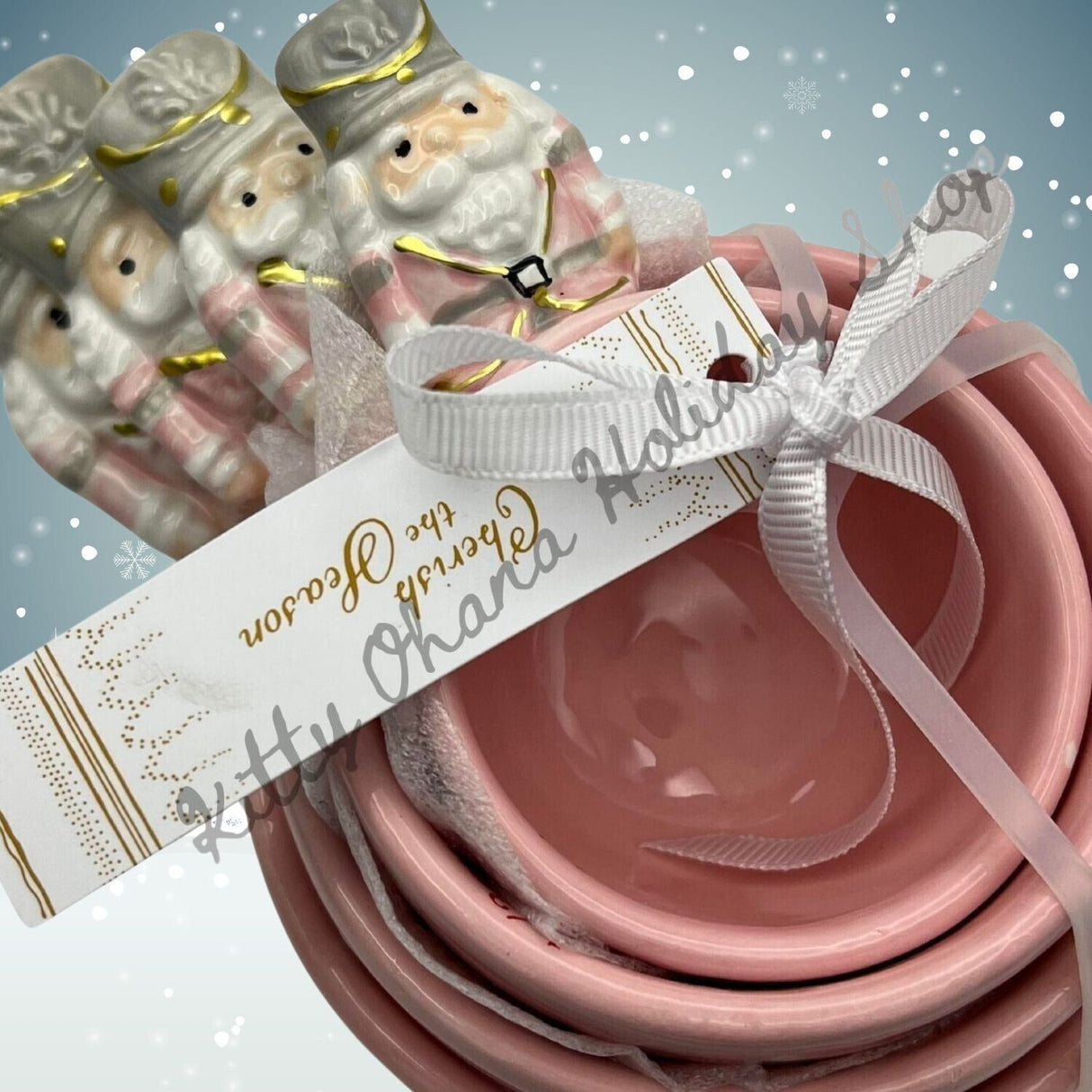 Cherish The Season Pink Nutcracker Measuring Cups Shabby Chic Christmas Decor M2