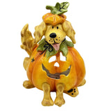 Blue Sky Clayworks Dog in Pumpkin Tea Light Holder Halloween Fall