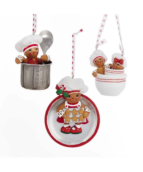 Kurt Adler Gingerbread in Cup Ornaments Bakers Cooks Christmas Set K17