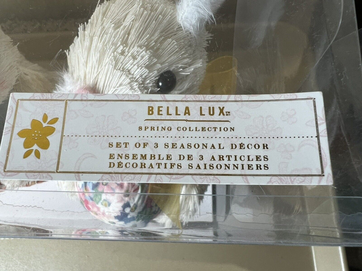 Bella Lux White Sisal Straw Bunny Rabbit Figure Set of 3 Easter Spring Decor E21