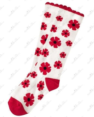 Gymboree Girls  5-7 "Poppy Love" white Flower Knee High Socks Shoe sz 11-13  NWT