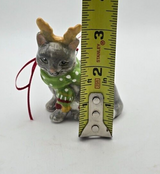 BLUE SKY CLAYWORKS GRAY CAT/KITTEN with ANTLERS Christmas Ornaments NIB 2023