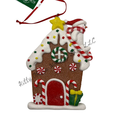 Kurt Adler Peppermint Gingerbread House Snowman Ornament Christmas 2023  K16