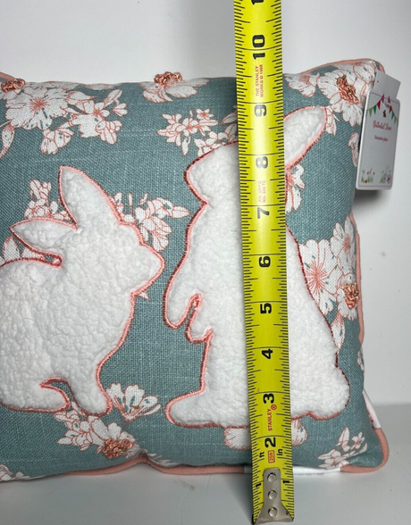 Cottontail Lane Crochet Easter Bunny Rabbit Blue Floral Throw Pillow