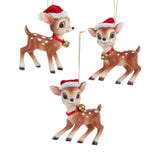 Kurt Adler Retro Deer With Christmas Hat Ornament Set K92