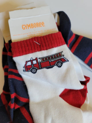 Large Boys Socks L Fire Engine Striped Holiday Socks