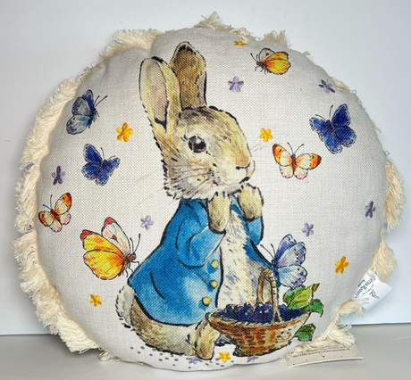 Beatrix Potter Peter Rabbit Round Throw Pillow Set Easter Spring Butterflies