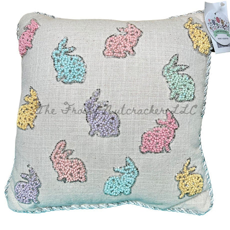 Bunny Boulevard Beaded Easter Bunny Rabbit Throw Pillow Farmhouse Decor NWT