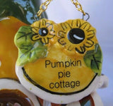 Blue Sky Clay Goldminc PUMPKIN PIE COTTAGE Pumpkin Fall Halloween Tea Light Hous