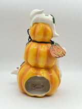 Blue Sky Clayworks Halloween Pumpkin And Ghost Ceramic Candle House