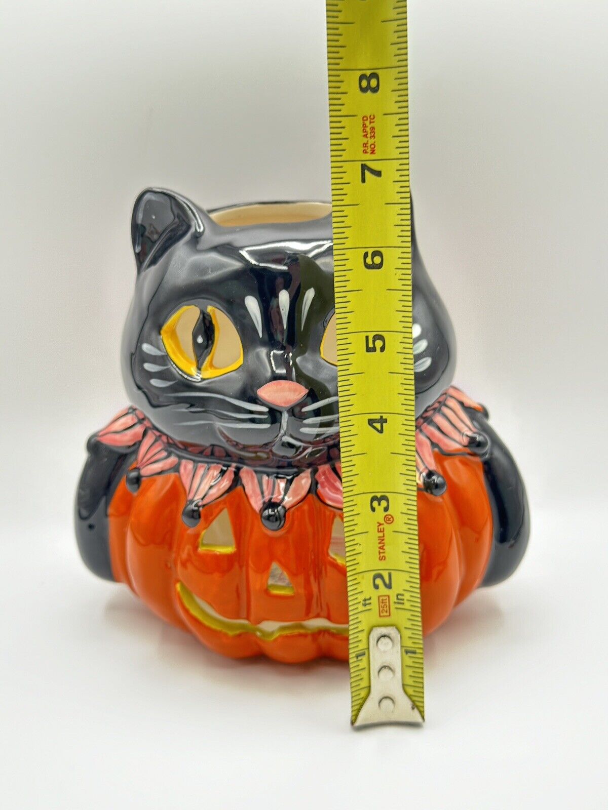 Blue Sky Clayworks Halloween Tea Light Holder Cat Pumpkin Candle House NWT