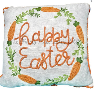 9" Happy Easter Carrot Patch Throw Pillow