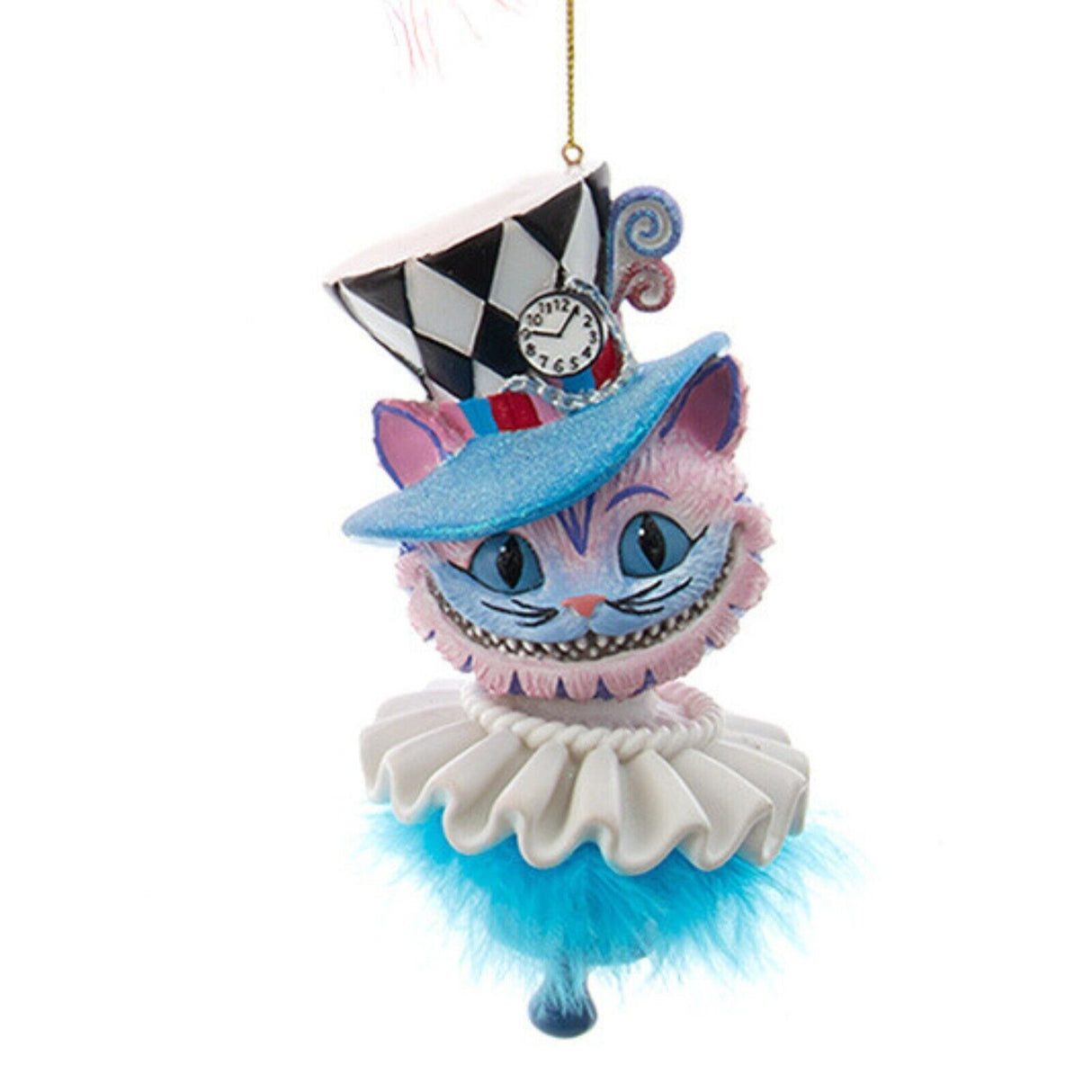 Kurt Adler Christmas Ornament Holly Hat Cheshire Cat Alice In Wonderland K31