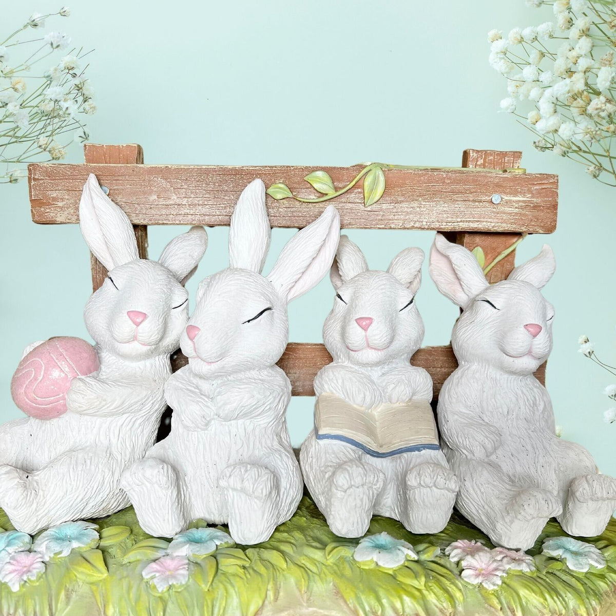 Resting Resin Easter Bunny Figurine display Table Decor