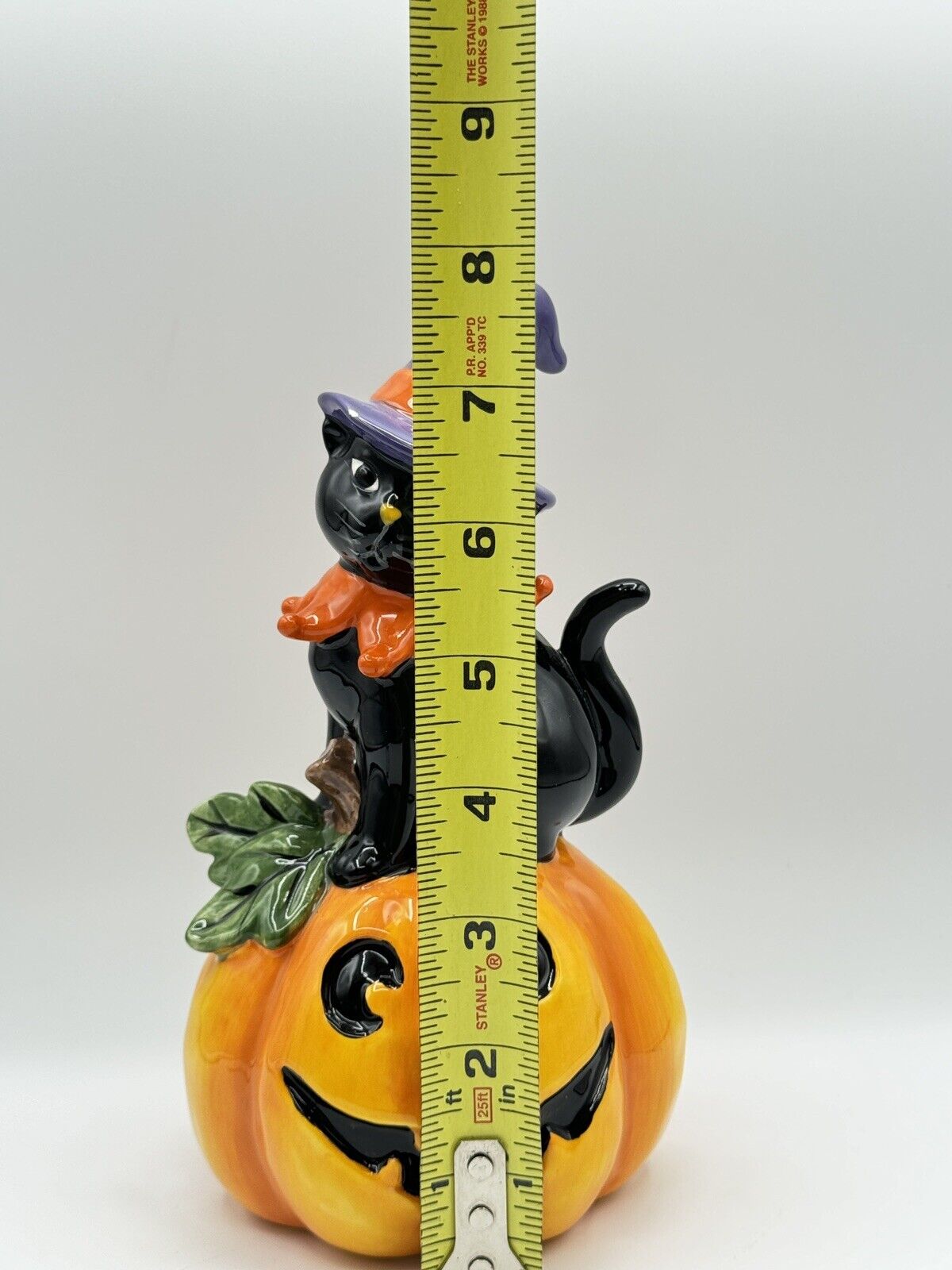 Blue Sky Clayworks Black Kitty Cat Witch On Jack O Lantern By Heather Goldminc