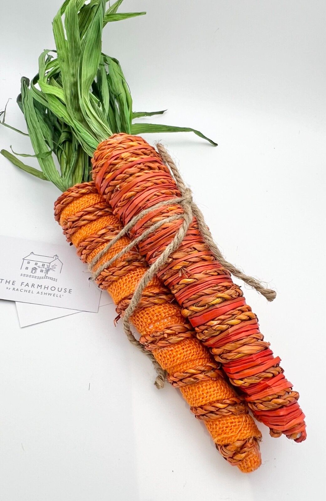 Carrot Patch Bunch Decor Rachel Ashwell Farmhouse Easter Burlap Jute Twine E4