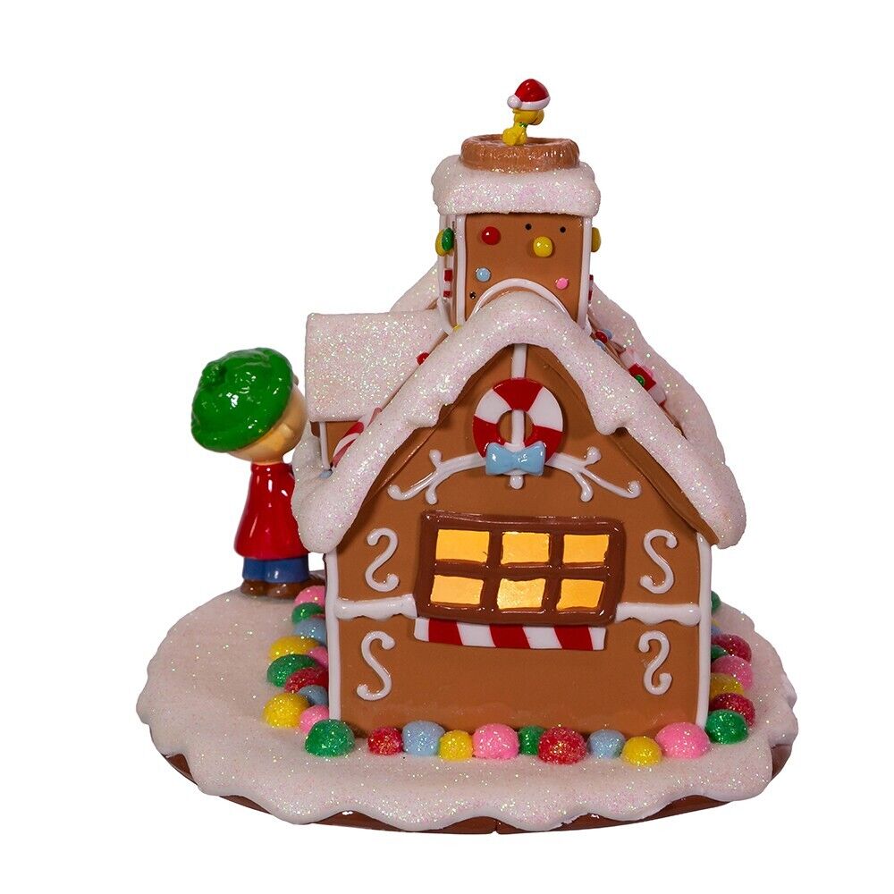 Kurt Adler Peanuts LED Lighted Gingerbread House Snoopy Charlie Brown