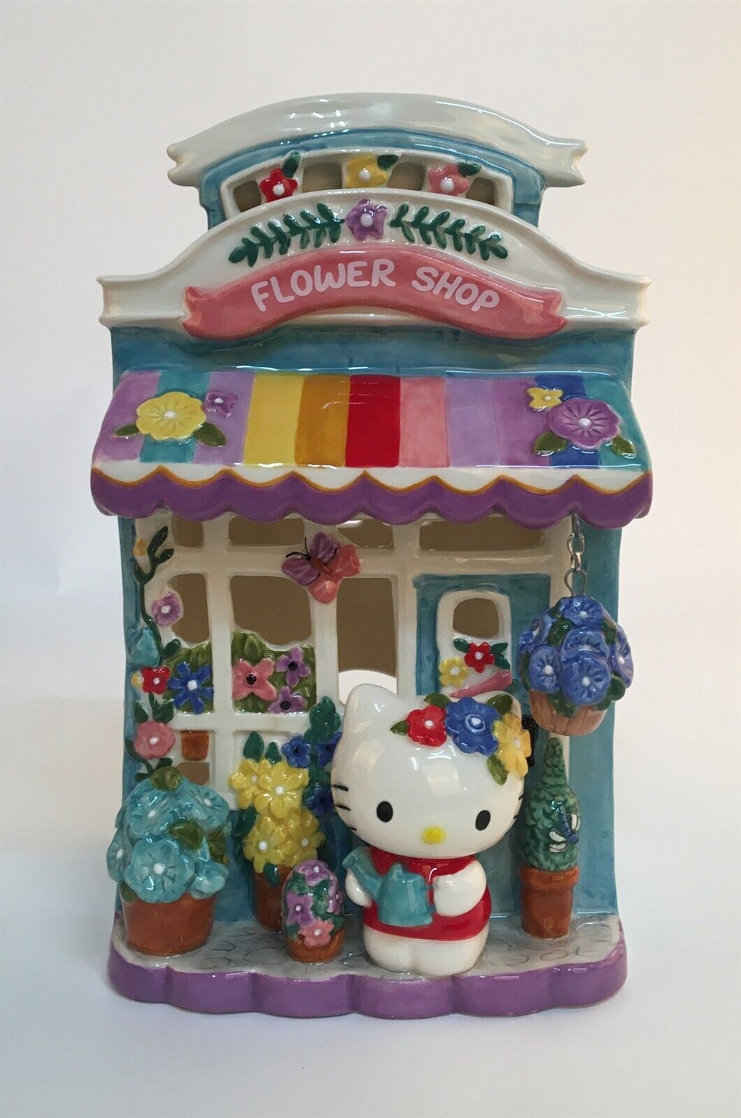 Blue Sky Clayworks Hello Kitty Floral Garden Shop Candle House-NWT-HTF