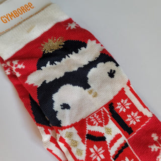 Gymboree Girls sz S 5-6 "Holiday Shop" Red Penguin Socks Shoe sz 11-12 NWT