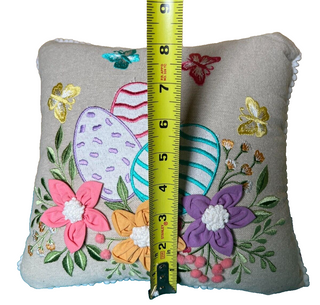 Embroidered Easter Egg Butterfly Floral Throw Pillow Teal Pink