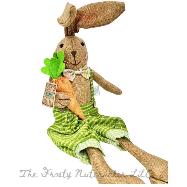 Begonia Market Green Suited Easter Bunny Carrot Beanie Bottom Shelf Sitter E2