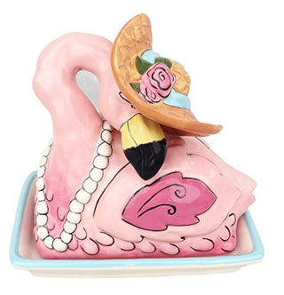 Blue Sky Clayworks Ceramic Flamingo Butter Dish