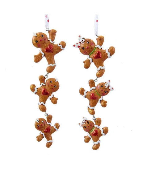 Kurt Adler Gingerbread Boy and Girl String Ornaments Set K10