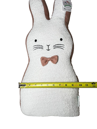 Bunny Boulevard 20" White Sherpa Easter Rabbit Face Throw Pillow with Bow