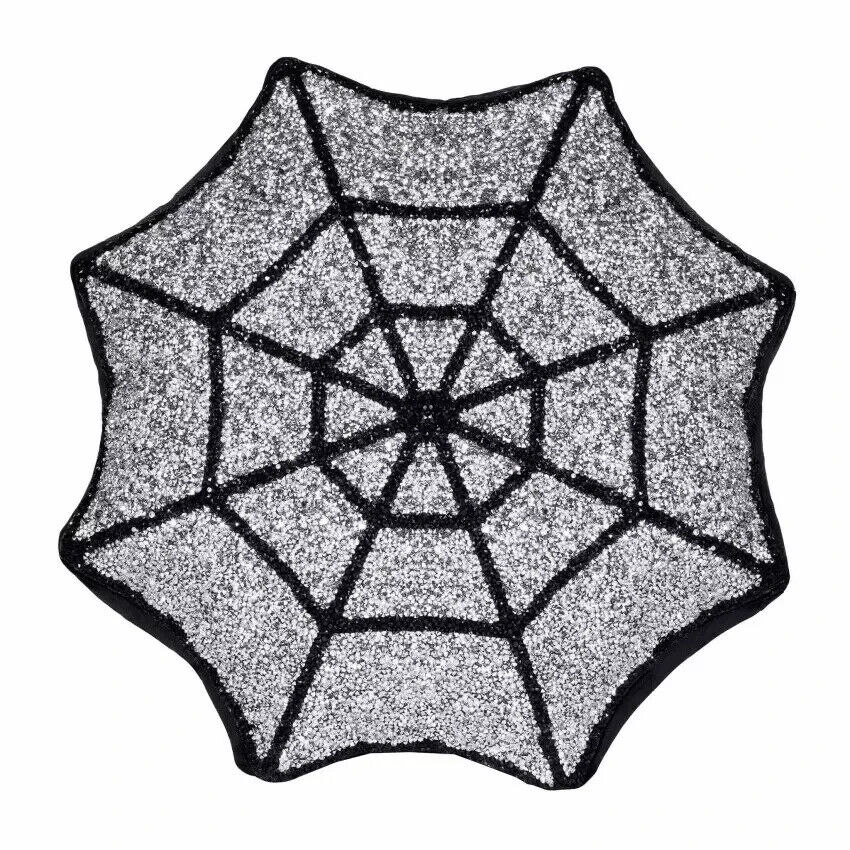 Luminous Spider Web Rhinestone Throw Pillow