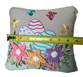 Embroidered Easter Egg Butterfly Floral Throw Pillow Teal Pink