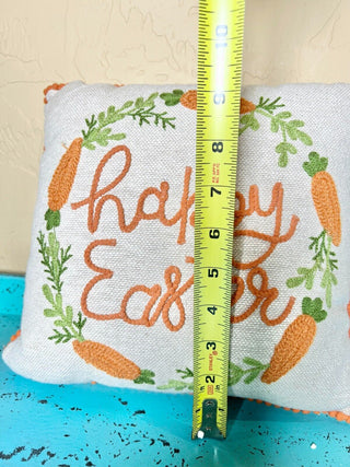9" Happy Easter Carrot Patch Throw Pillow