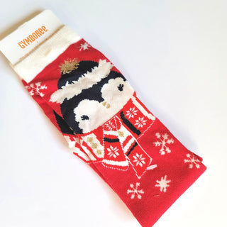 Gymboree Girls sz S 5-6 "Holiday Shop" Red Penguin Socks Shoe sz 11-12 NWT