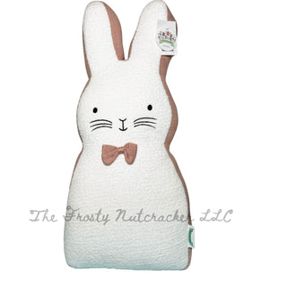 Bunny Boulevard 20" White Sherpa Easter Rabbit Face Throw Pillow with Bow