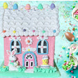 Easter Gingerbread House Light Up Bunny Rabbit  Pink Tabletop Decor 9 in E36